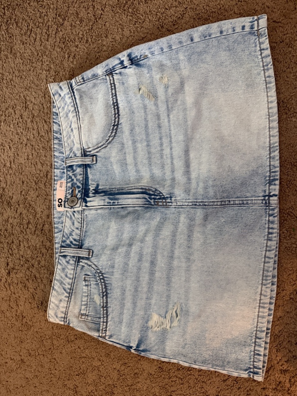 SO Light Blue Distressed Denim Mini Skirt